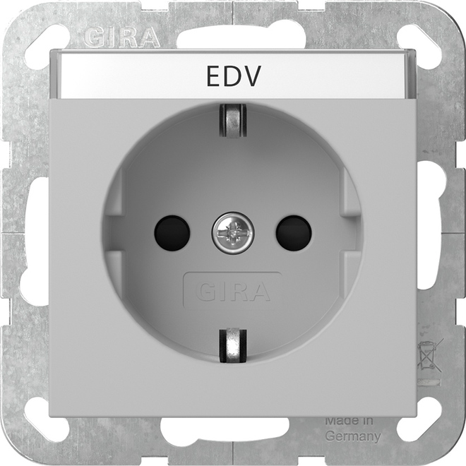 1St. Gira 4462015 Steckdose 16A 250V mit Beschriftungsfeld und Shutter, Grau matt
