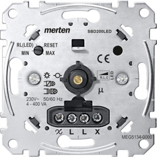1St. Merten MEG5134-0000 Universal-Drehdimmer-Einsatz für LED-Lampen mit Druck-Wechselschalter