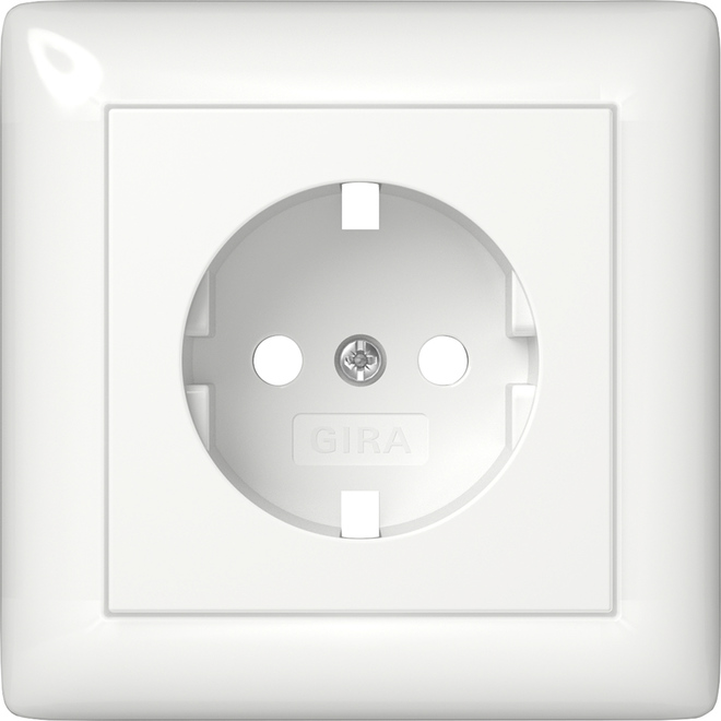 1St. Gira 492903 Abdeckung für SCHUKO-Steckdose 16A 250V mit Vollplatte für Einzelmontage, Reinweiß glänzend