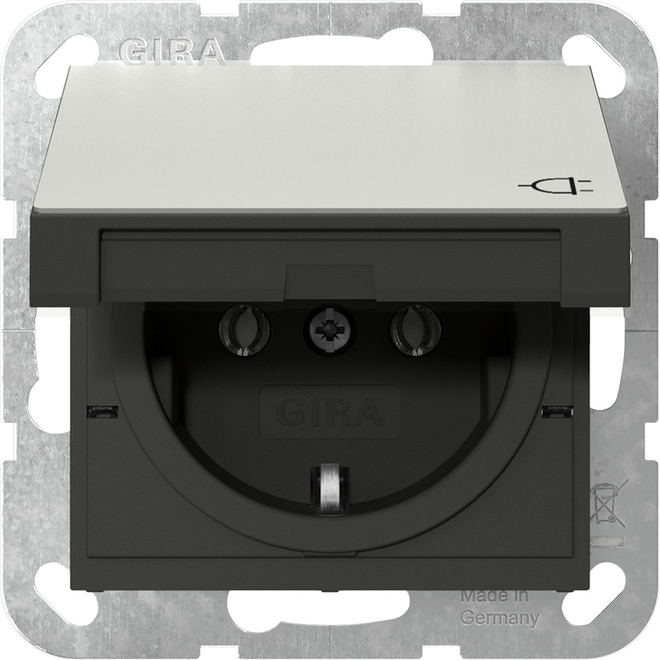 1St. Gira 4454600 Steckdose 16A 250V mit Klappdeckel, Edelstahl