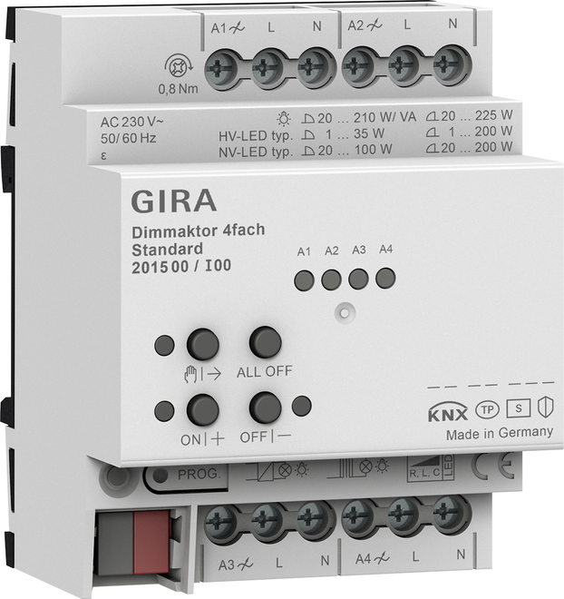 1St. Gira 201500 Dimmaktor 4f REG Std KNX Secure
