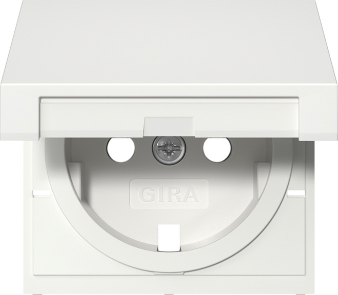 1St. Gira 494227 Abdeckung für Steckdose 16A 250V mit Klappdeckel und Shutter, Reinweiß seidenmatt
