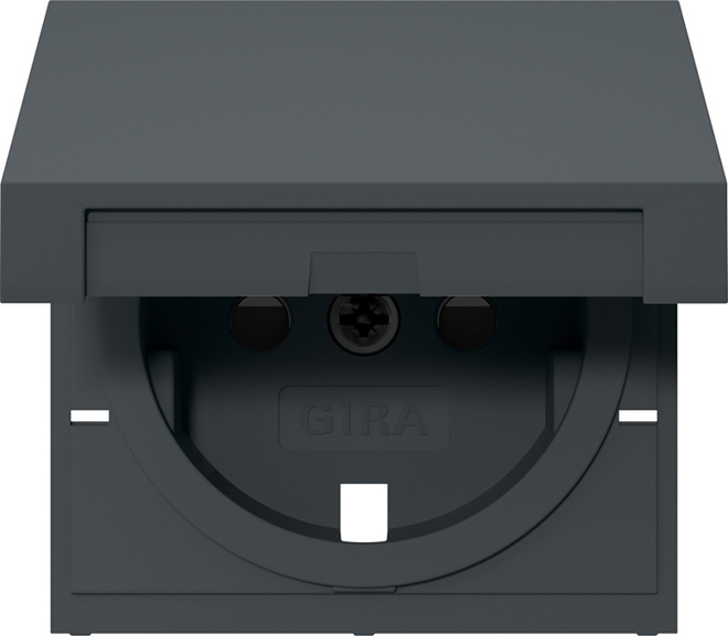 1St. Gira 494228 Abdeckung für SCHUKO-Steckdose 16A 250V mit Klappdeckel und Shutter, Anthrazit