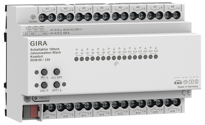 1St. Gira 503800 Schalt-/Jal.aktor 16f/8f 16 A REG Kmf KNX Secure 1St. Gira 503800 Schalt-/Jal.aktor 16f/8f 16 A REG Kmf KNX Secure