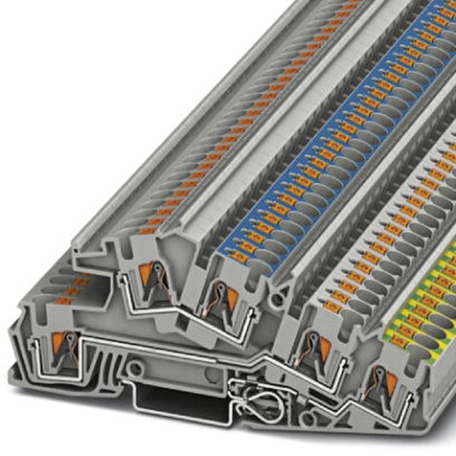 1St. Phoenix Contact PTI 4-PE/L/N Installationsschutzleiterklemme Push-in-Anschluss Querschnitt: 0,2 mm² - 6 mm² AWG: 24 - 10 Breite: 6,2 mm  grau Montageart: NS 35/7,5 NS 35/15 321404