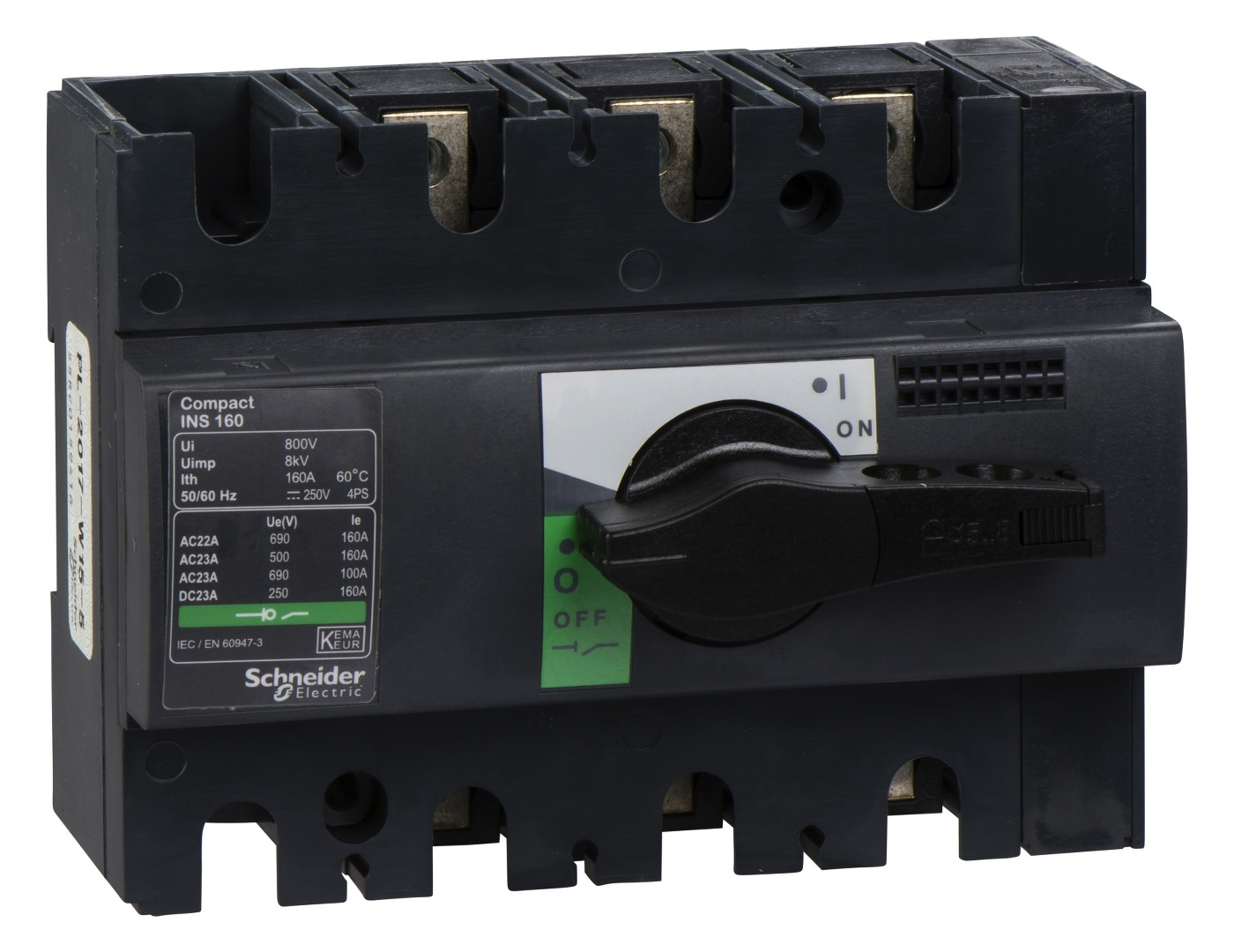 1St. Schneider Electric 28912 Lasttrennsch. INS160,3P, 160A/690V AC/250V DC,Drehantrieb schwarz