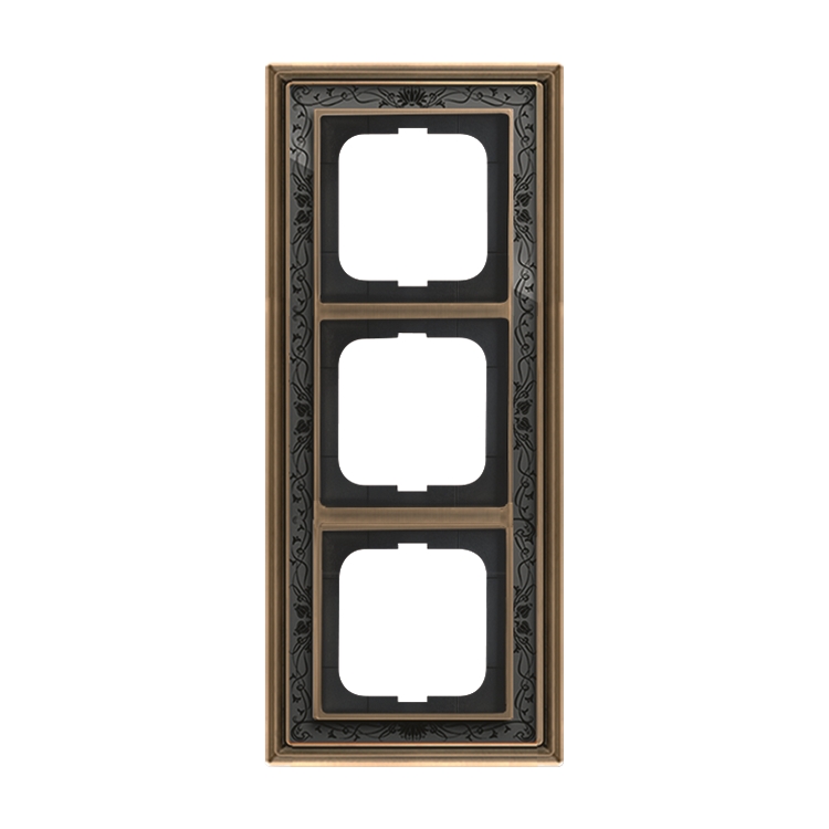 1St. Busch-Jaeger 1723-843 3-fach Rahmen Busch-dynasty Messing antik Dekor anthrazit...