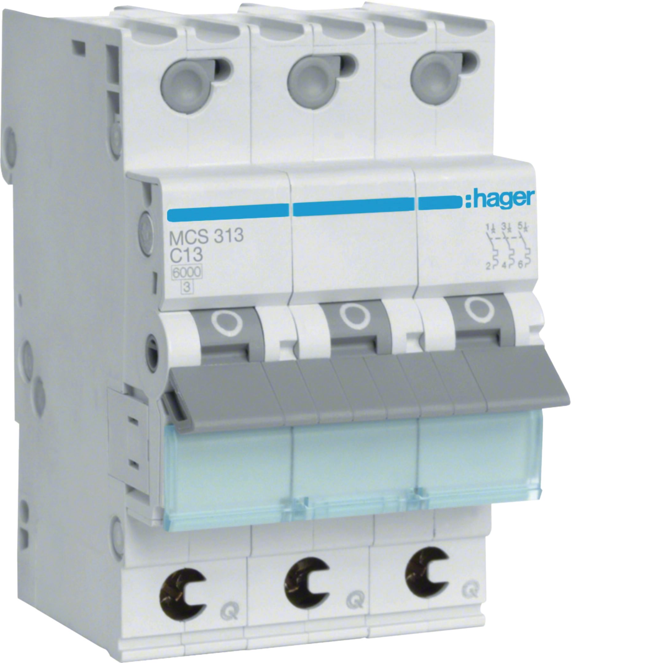 1St. Hager MCS313 Leitungsschutzschalter 3P 6kA C-13A Quick Connect 3M