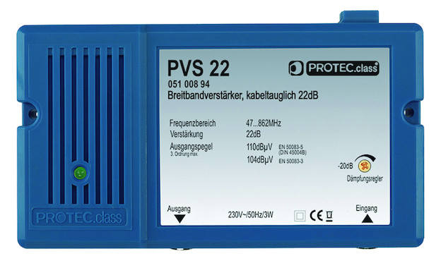 1St. PROTEC.CLASS PVS22 Breitbandverstaerker, kabeltauglich 22dB 1St. Protec.class PVS22 Breitbandverstaerker, kabeltauglich 22dB