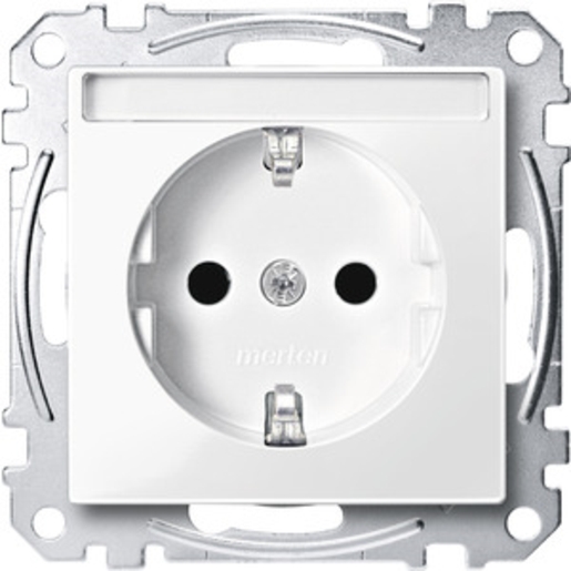 1St. Merten MEG2302-0319 Steckdose mit Schriftfeld, Berührungsschutz, Steckklemmen, polarweiß glänzend, System M