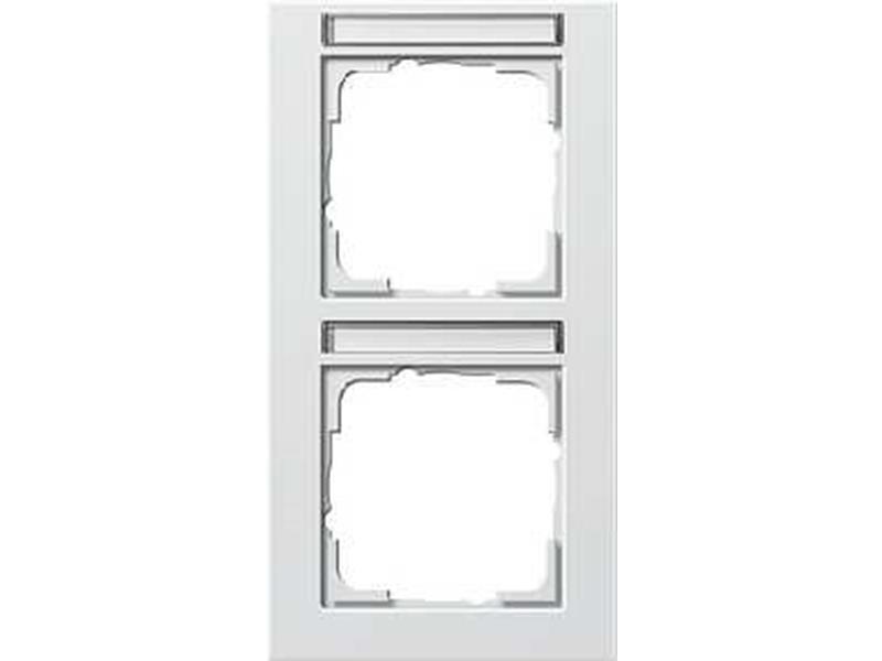 1St. Gira 110229 Abdeckrahmen 2fach senkr. mit Beschriftungsfeld Gira E2 Reinweiß glänzend