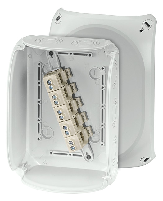 1St. Hensel KF 1610 G Kabelabzweigkasten 2,5-10 qmm 3phasig, 16 qmm 1phasig, 5pol. Klemme 62000065 KF1610G