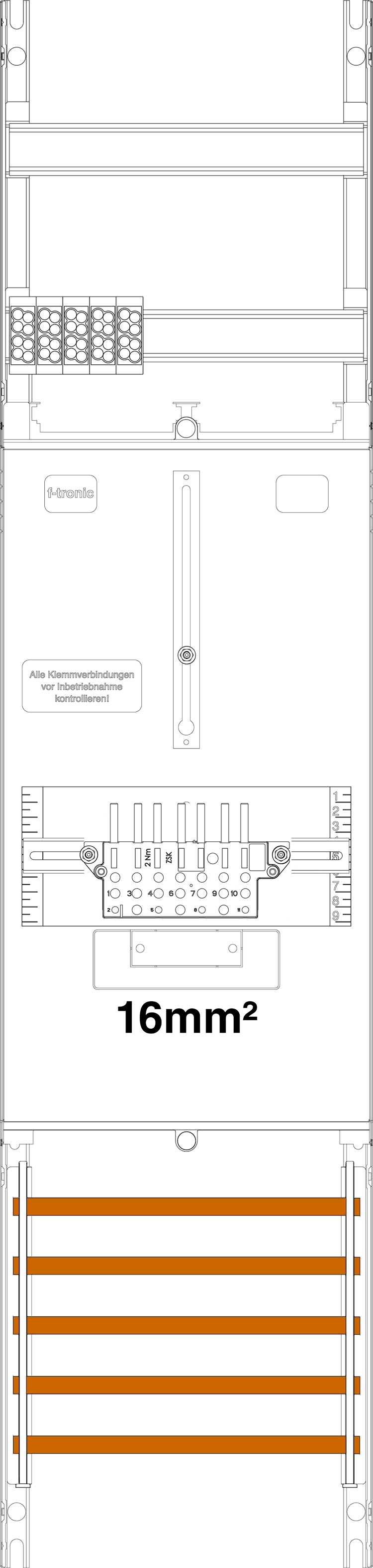 1St. F-Tronic Z1BLUX-16-SLS Zählerfeld Z1BLUX-16-SLS, 1-feldrig, H=1050mm, 1-3.HZ, 16mm², ZSK-ST 7145008