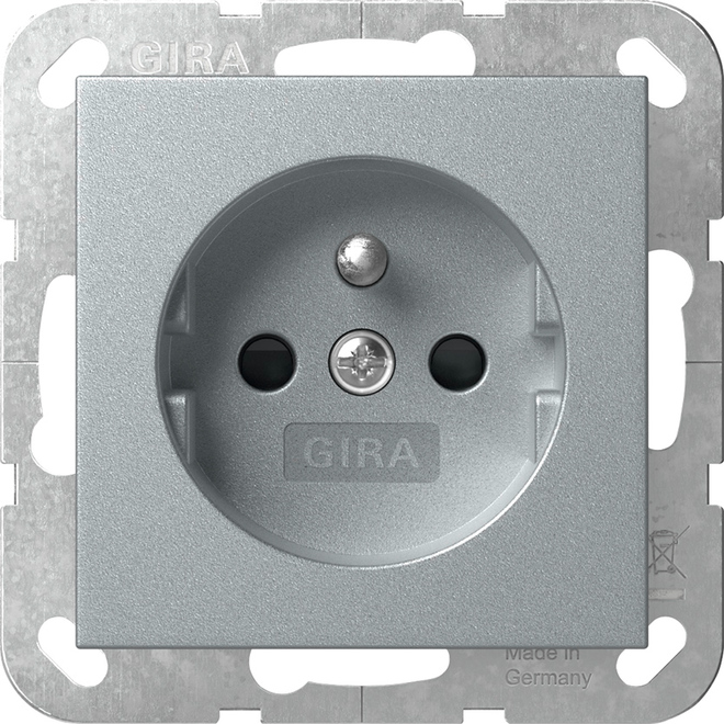 1St. Gira 448526 Steckdose mit Erdungsstift 16A 250V und Shutter, Aluminium