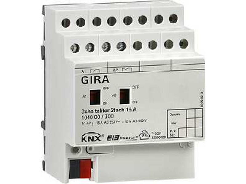 1St. Gira 104000 Schaltaktor 2fach 16 A Hand KNX REG