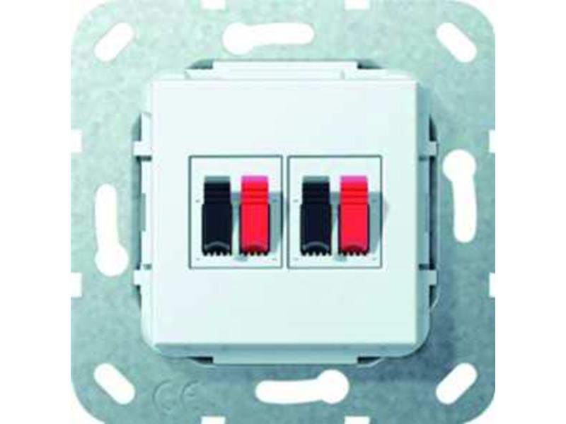 1St. Gira 569303 Lautsprecher Anschluss 2fach Einsatz Reinweiß glänzend