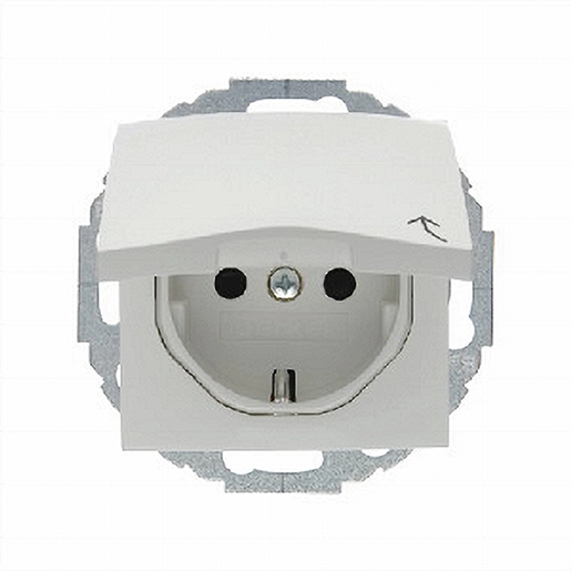 1St. Berker 47448989 Steckdose mit Klappdeckel u. erh Berührungsschutz S.1 polarweiß glänzend