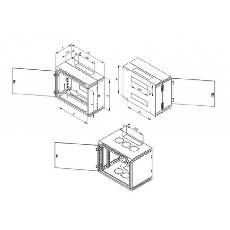 1St. Triton RBA-15-AD6-CAX-A6 19Z Wandschrank zweiteilig 15HE/615mm