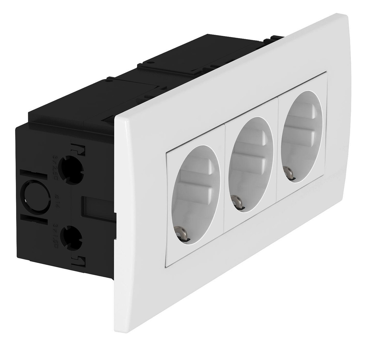 1St. OBO Bettermann SDE-RW D0RW3 Steckdoseneinheit Modul 45, 3fach 84x185