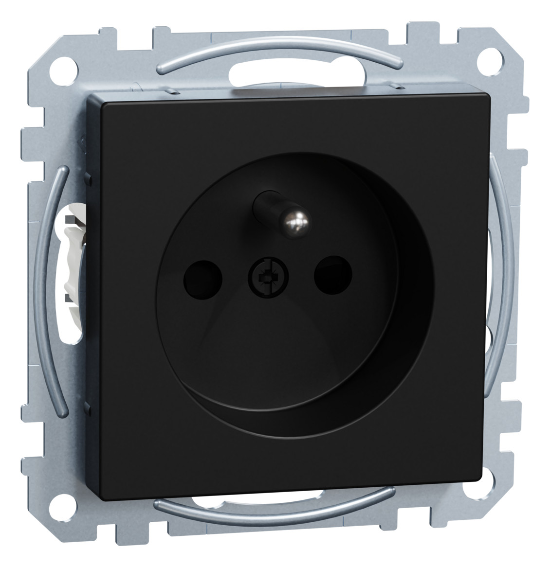 1St. Merten MEG2600-0403 Steckdose mit Schutzkontaktstift, Schraub-Liftklemmen, Berührungsschutz, schwarz matt, System M