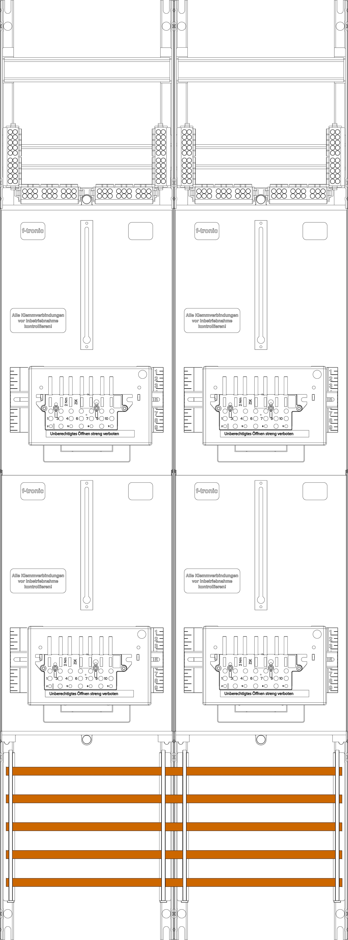 1St. F-Tronic Z216-ZSK Zählerfeld Z216-ZSK, 2-feldrig, H=1350mm, 4-3.HZ, 4 ZSK-Set 7143460