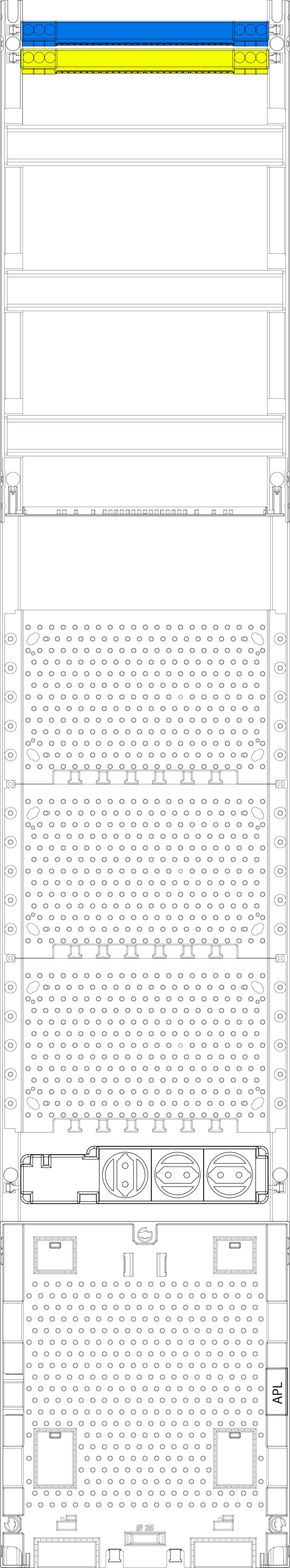1St. F-Tronic VK9APZ Kombinationsfeld VK9APZ, 1-feldrig, H=1350mm, Vert. 3r, APZ-Platz inkl. APL-Set, Komm. 7143652