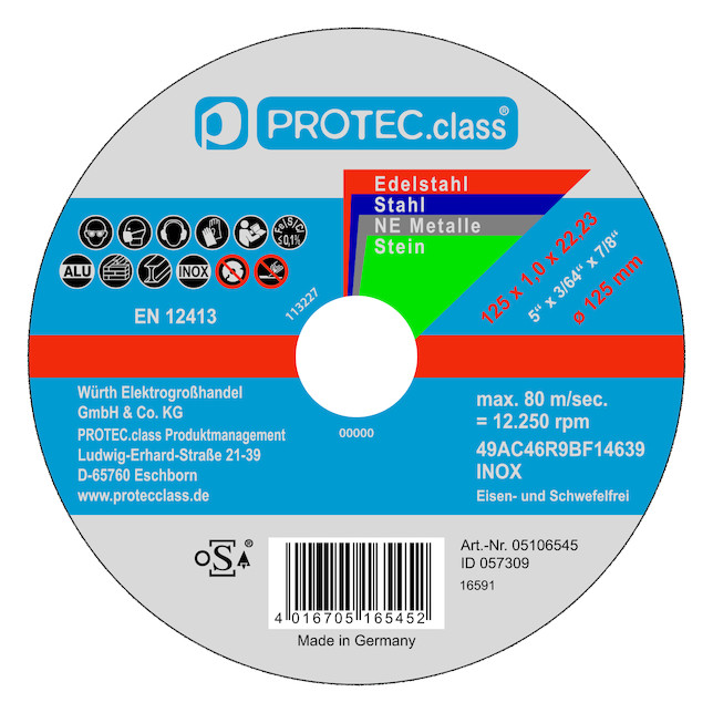 1St. Protec.class PTMU125 PTMU125TrennscheibeMulti125x1,0x22mm 10x