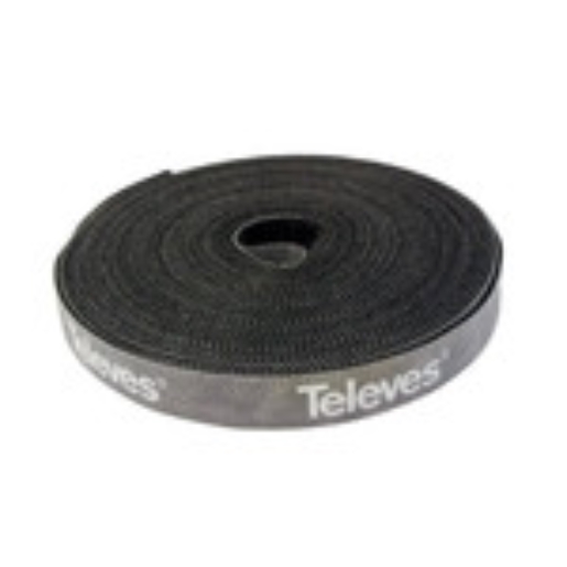 1St. Televes KB8 Nylonklettband schwarz mit Televes-Logo
