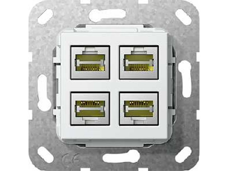 1St. Gira 569903 MJ RJ45 Cat 6A 10 GB 4fach LSA Plus Einsatz Reinweiß glänzend