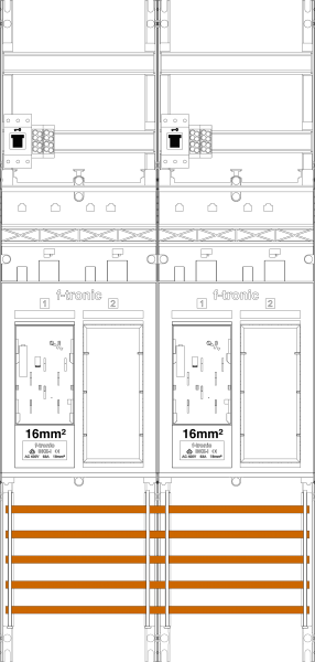 1St. F-Tronic ER26-16-HSS Zählerfeld ER26-16-HSS, 2-feldrig,H=1050mm,2-eHZ 16mm², 2 HSS, 2 Res. 7141106