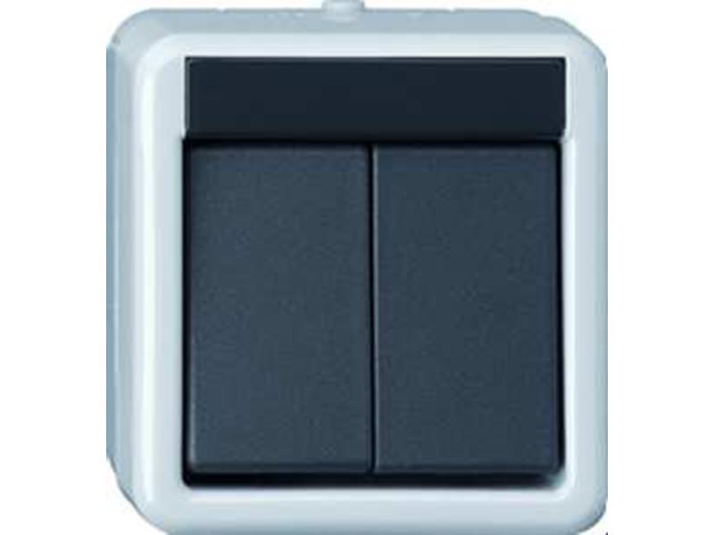 1St. Gira 516130 KNX Taster-BA 2fach 1-Punkt WG AP Grau