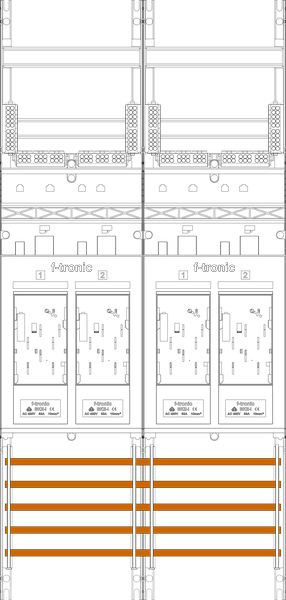 1St. F-Tronic E216 Zählerfeld E216, 2-feldrig, H=1050mm, 4-eHZ 7141020
