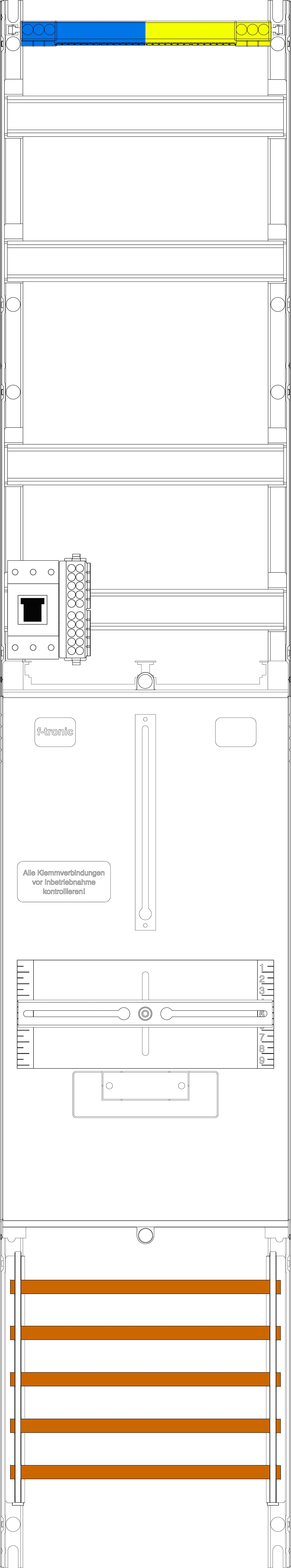 1St. F-Tronic VZ6-HSP Zählerfeld VZ6-HSP, 1-feldrig, H=1350mm, 1-3.HZ, 1 HSP, Vert. 2r 7143350