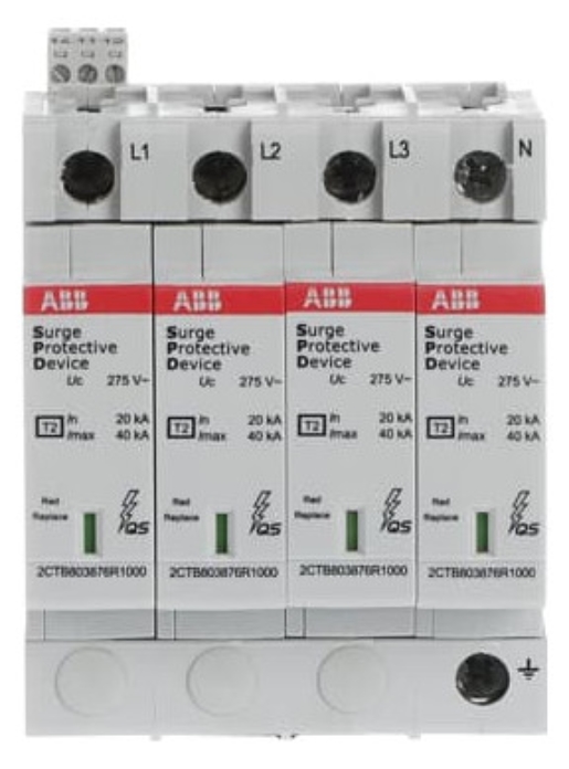 1St. ABB OVR T2 4L 40-275 P TS QS SPD Typ 2 für 230/400 V TN-S 4P, Imax 40kA, In 20kA, Up 1, 25kV, TS Telesignal 2CTB803873R5200