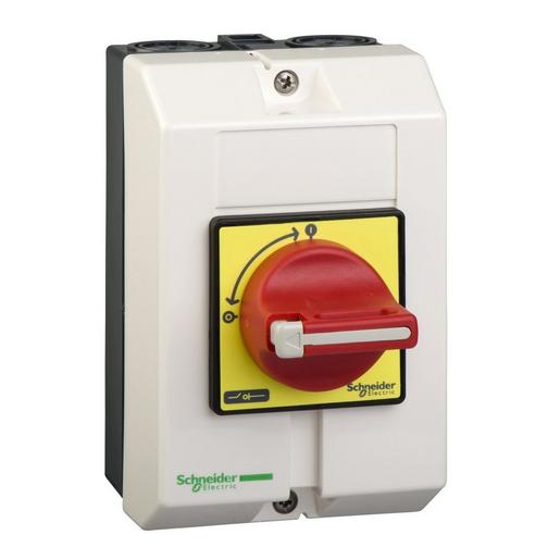 1St. Schneider Electric VCF1GE Not-Aus/Hauptschalter, 3p, 690V, 25A, +Aufbaugehäuse, Griff rot abschließbar