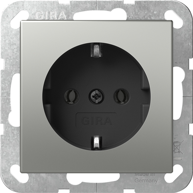 1St. Gira 4466600 SCHUKO-Steckdose 16A 250V ohne Befestigungskrallen,Edelstahl