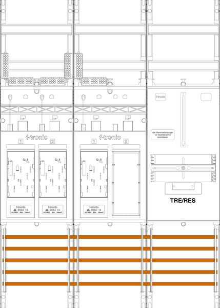 1St. F-Tronic E16ER6DSR1B Zählerfeld E16ER6DSR1B, 3-feldrig, H=1050mm, 3-eHZ, mit DS, 1 Res., 1 TRE 7141175