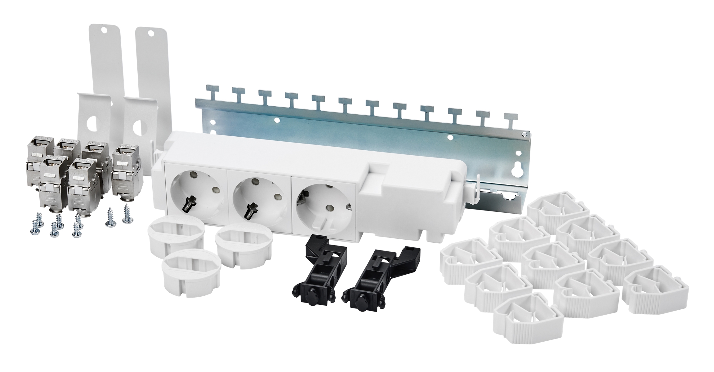 1St. F-Tronic MVAP1 Medienvert. Ausbaupaket 1, STECKD3K, GK45, KKL, PATCH12, 6x RJ45 7110496