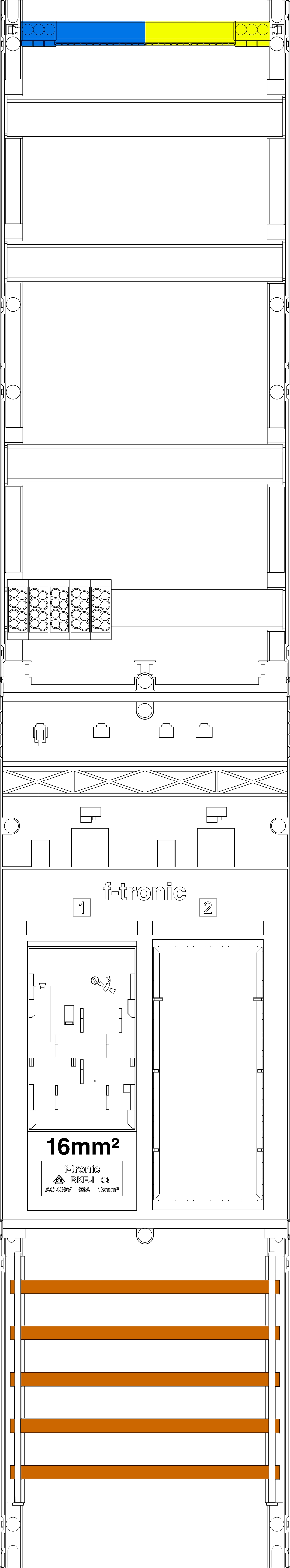 1St. F-Tronic ER9DS-16 Zählerfeld ER9DS-16, 1-feldrig, H=1350mm, 1-eHZ 16mm² mit DS, 1 Res. 7143154