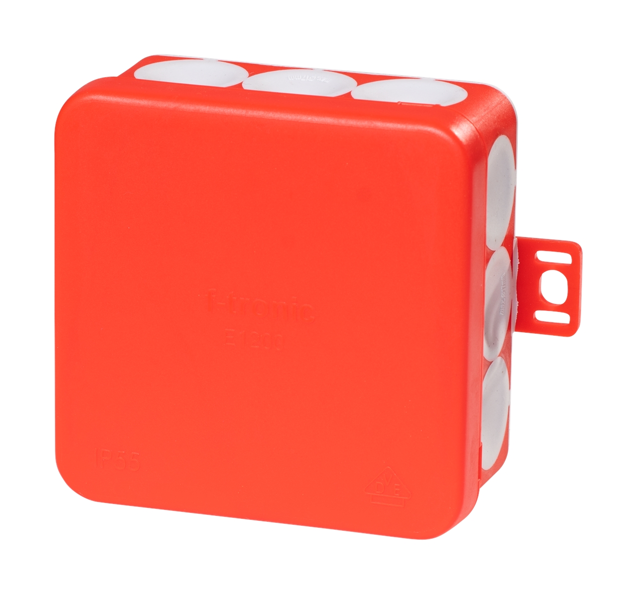 10St. F-Tronic E1200rt FR Abzweigkasten E1200rt, 80x80x37mm, IP55, rt/gr, mit Durchstoßmembran 7340163