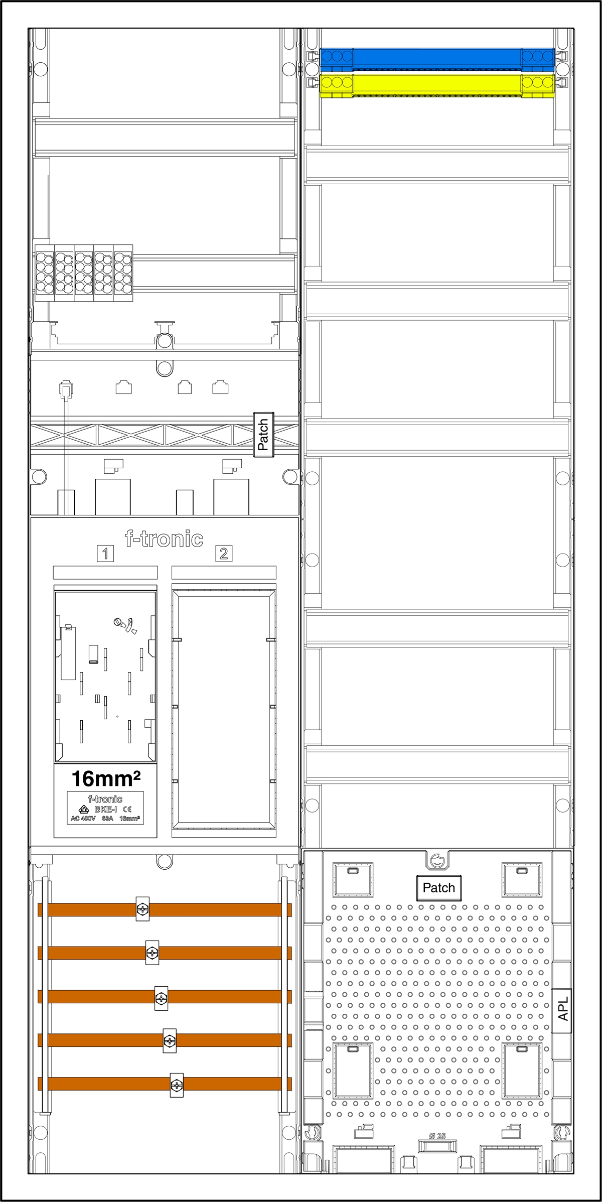 1St. F-Tronic EHZ721APZ-16 EHZ721APZ-16, 1 ZP 16mm², DS, 1 R, 1 VAPZ inkl. APL, 2 PPV, 1 PL150 7195202