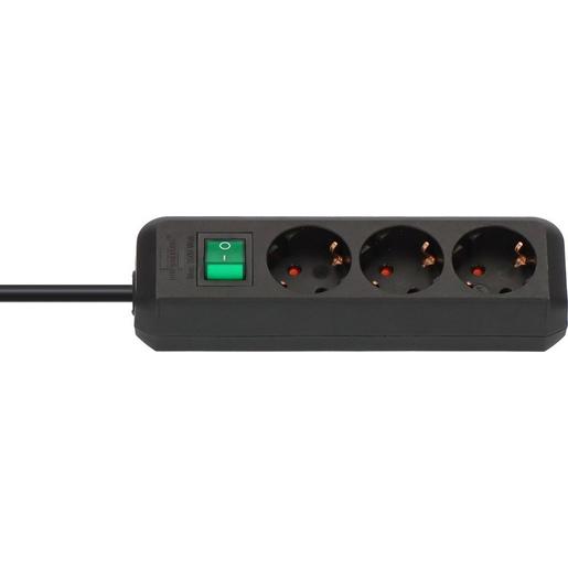 1St. Brennenstuhl 1152300015 Eco-Line Steckdosenleiste mit Schalter 3-fach schwarz 1,5m H05VV-F 3G1,5