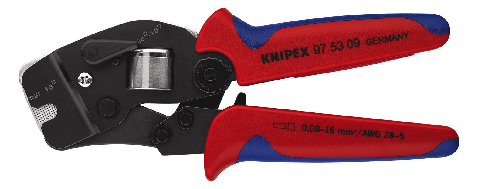 1St. Knipex Crimpzange 190mm 975309 Aderendhülsen 0,08-10/16mm AWG:28-6