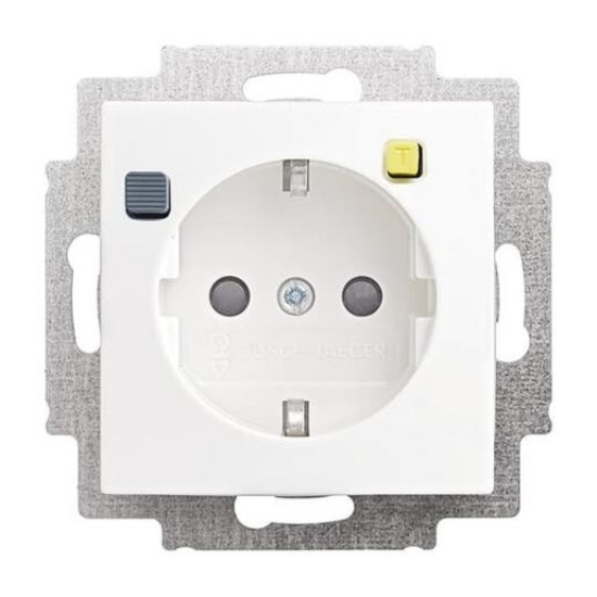 1St. Busch-Jaeger 3120 EUCB-914 FI-SCHUKOMAT Steckdosen-Einsatz, mit Fehlerstrom-Schutzschalter Busch-balance SI alpinwe