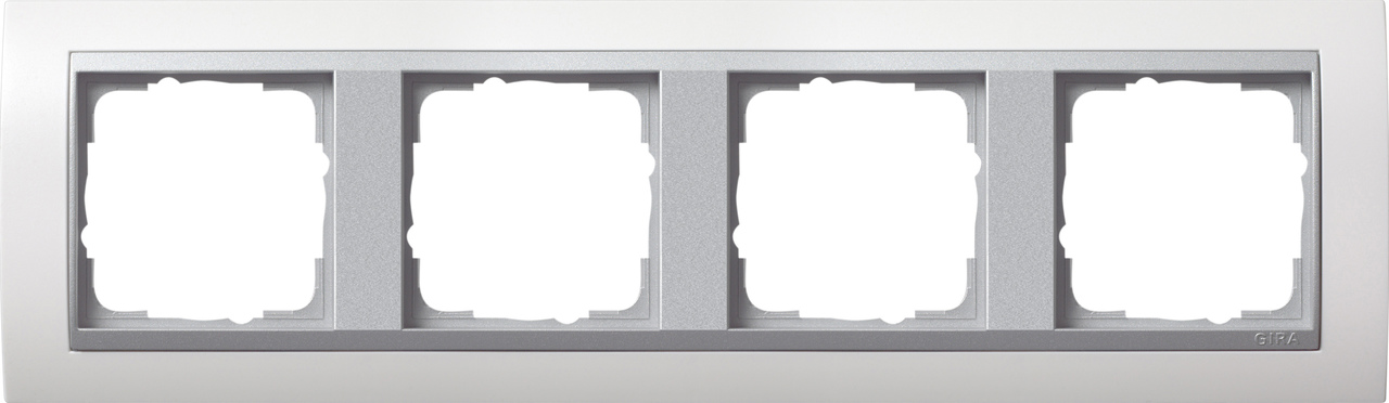 1St. Gira 021471 Rahmen 4fach Zwischenr. Farbe Alu Event Reinweiß matt