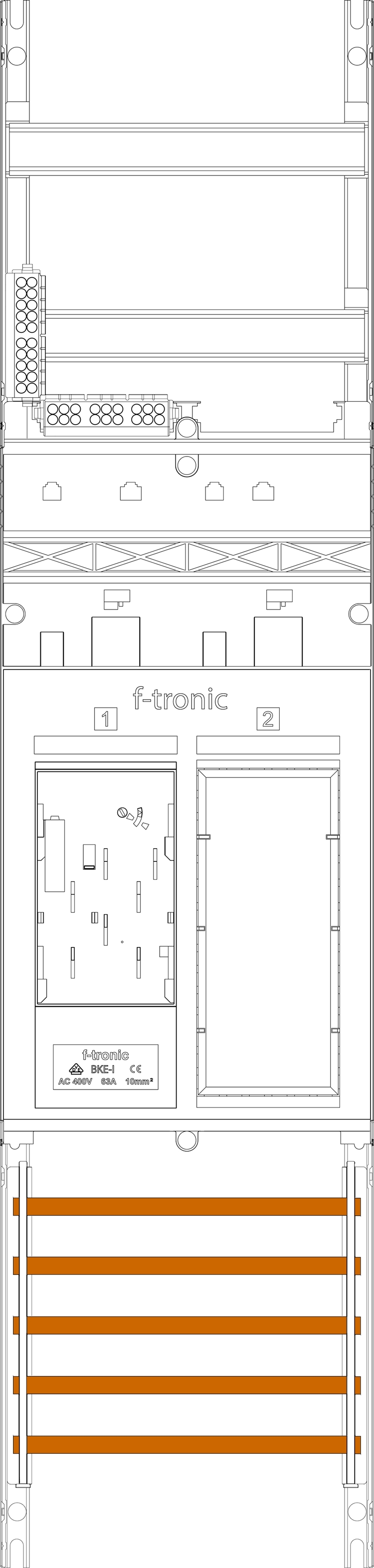 1St. F-Tronic ER6 Zählerfeld ER6, 1-feldrig, H=1050mm, 1-eHZ, 1 Res. 7141000