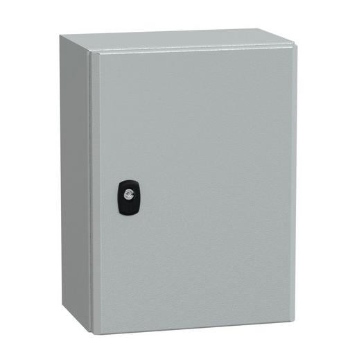 1St. Schneider Electric NSYS3D4320P Spacial S3D Volltür mit Montageplatte H400xB300xT200 IP66 IK10 RAL7035