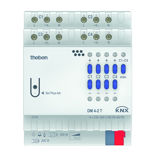 1St. Theben 4940280 DM 4-2 T KNX, KNX Universal-Dimmaktor 4-fach 1St. Theben 4940280 DM 4-2 T KNX, KNX Universal-Dimmaktor 4-fach