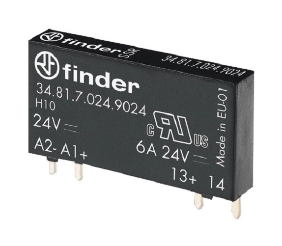 1St. Finder 348170249024 Relais mit Steck- und Printanschlüssen, Eingang 24 V DC, Ausgang SSR 1 Schließer 6 A/24 V DC 34