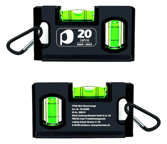 1St. Protec.class PTWK PTWK Mini Wasserwaage+Karabiner+Tasche